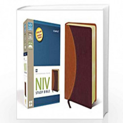 NIV Study Bible, Compact, Leathersoft, Tan/Burgundy, Red Let by Zondervan Book-9780310438656