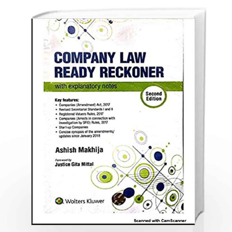 Company Law Ready Reckoner by MAKHIJA Book-9789388313193
