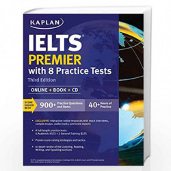 IELTS Premier with 8 Practice Tests: Online + Book + CD (Kaplan Test Prep) by Kaplan Test Prep Book-9781506208671