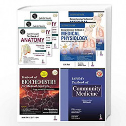 1st Prof. MBBS Must Buy Textbook Combo : Anatomy + Physiology + Biochemistry + Community Medicine (Set of 4 books) by DEVI, V SU