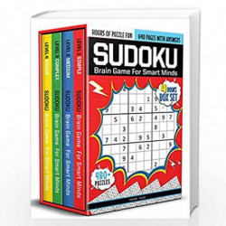 Sudoku - Brain Games For Smart Minds Box Set Of 4 Books : Brain Booster Puzzles for Kids, 480 + Fun Games. Combo of Easy, Hard, 