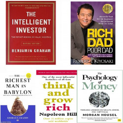 Finance Books:The Intelligent Investor,Think and grow rich,Psychology of money,Rich dad poor dad and Richest man in the babylon