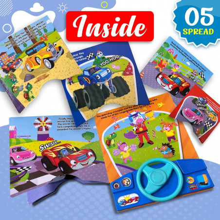 The Race Car Champion Interactive Sound Book, with 6 Sounds, Steering Wheel, Children's Book book
