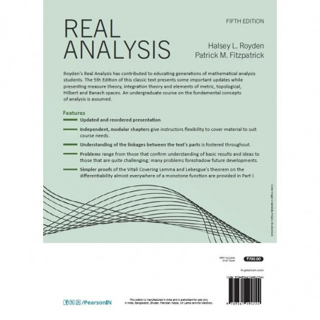 Real Analysis, 5e (Old edition) book by Halsey Royden, Patrick M. Fitzpatrick
