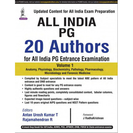 ALL INDIA PG 20 AUTHORS FOR ALL INDIA PG ENTRANCE EXAMINATION (VOL.1) book by Rajamahendran R