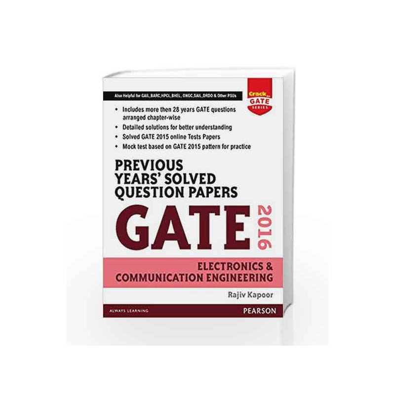 Previous Years\' Solved Question Papers Gate 2016 Electronics and Communication Engineering by Rajiv Kapoor Book-9789332559264