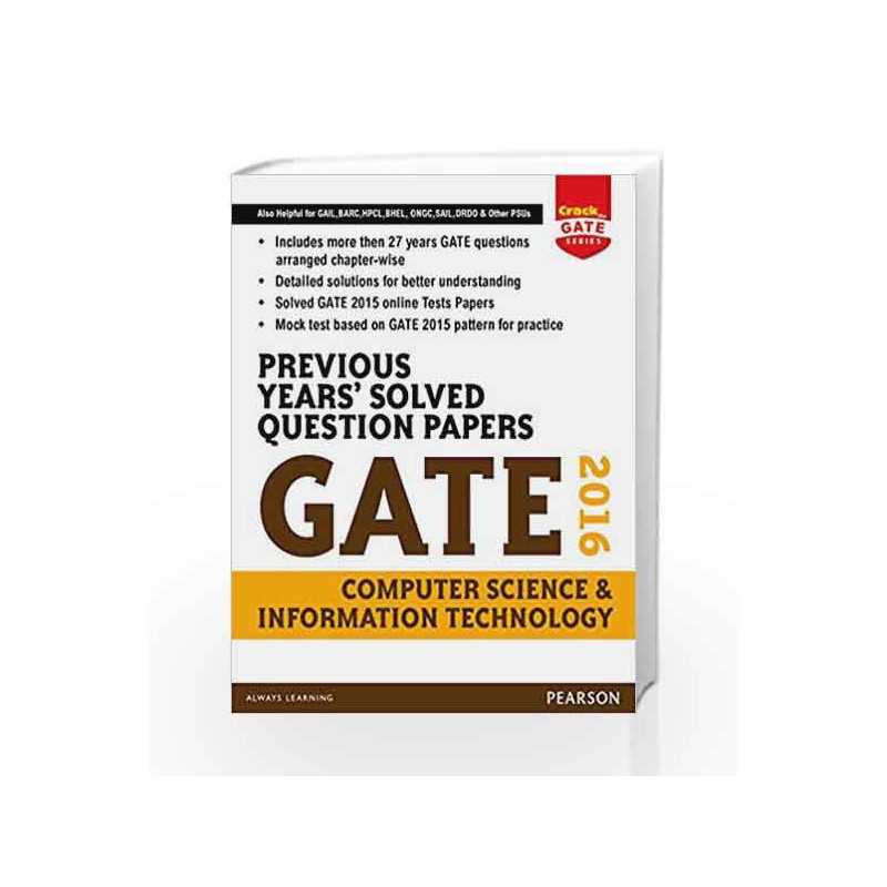 Previous Years\' Solved Question Papers GATE 2016 Computer Science and Information Technology by Pearson Book-9789332559271