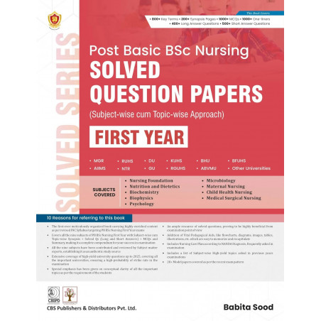 Post Basic BSc Nursing Solved Question Papers ( Subject Wise Cum - Topic Wise Approach ) - FIRST YEAR book by Babita Sood