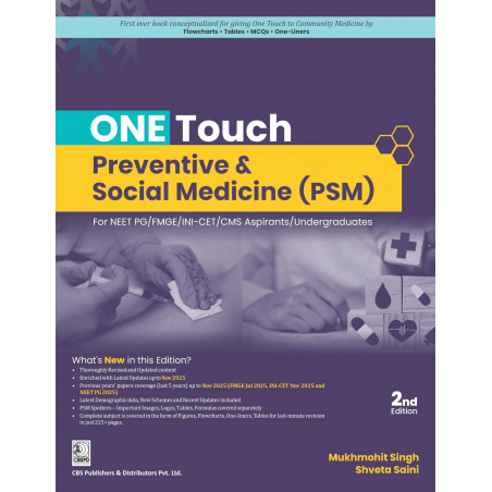ONE TOUCH PREVENTIVE AND SOCIAL MEDICINE (PSM) 2ED (PB 2026) book by Dr Mukhmohit Singh, Shveta Saini
