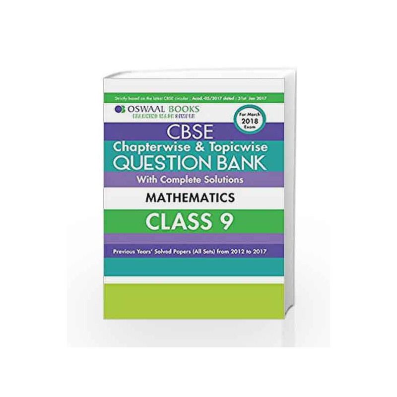 Oswaal CBSE Chapterwise/Topicwise Question Bank for Class 9 Maths (Mar.2018 Exam) by Panel of Experts Book-9789386339218