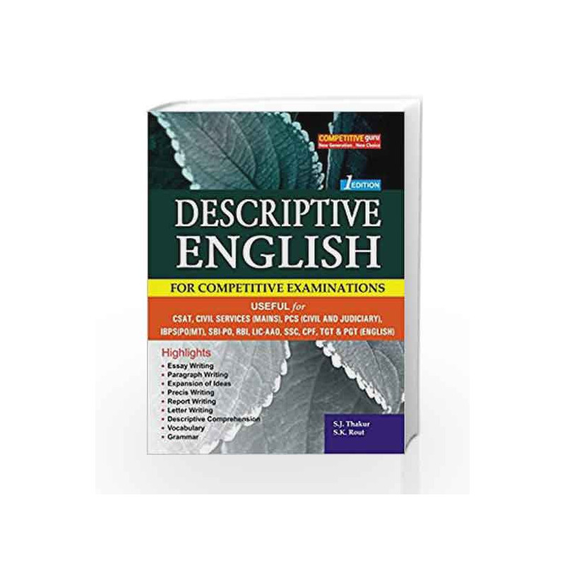 DESCRIPTIVE ENGLISH (For All Competitive Examinations) by S.J. Thakur Book-9789385507021