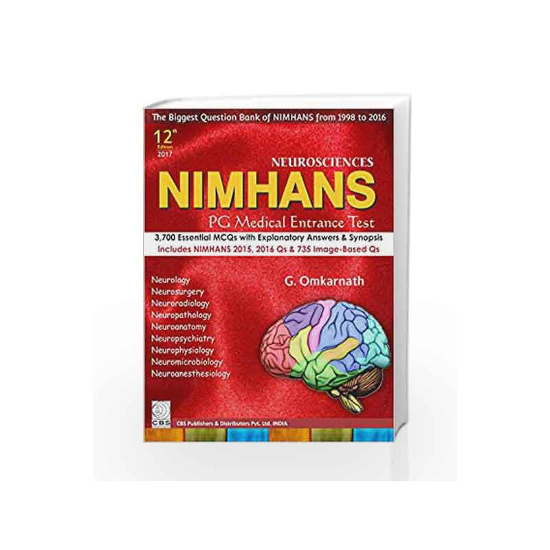 NIMHANS PG MEDICAL ENTRANCE TEST 12ED 2017 by Omkarnath G Book-9789386310514